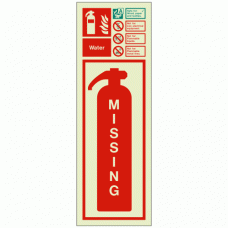 Photoluminescent Water extinguisher identification missing extinguisher