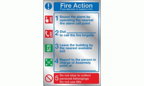 Fire action on discovering a fire 5 point sign