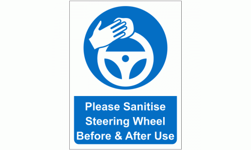 Please Sanatise Steering Wheel Before and After Use Sticker
