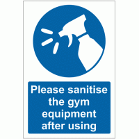 Please sanitise the gym equipment after using sign