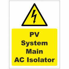 PV System Main AC Isolator Sign