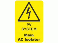PV System Main AC Isolator Sticker