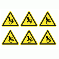 Rotating roller hazard symbol stickers