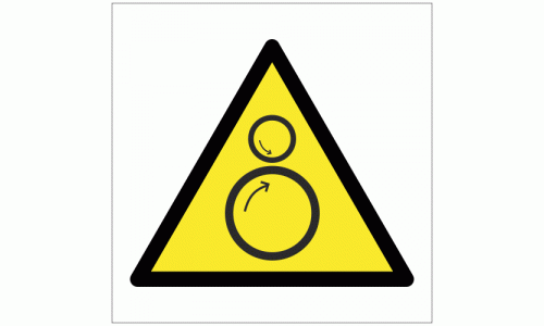 Rotating roller hazard symbol sign