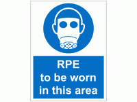 RPE to be worn in this area sign