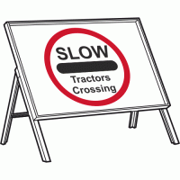 SLOW Tractors Crossing Sign + Stanchion
