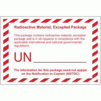 Radioactive Material Excepted Package Labels - 250 labels per roll