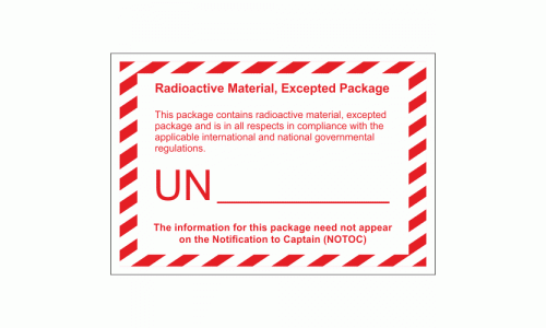 Radioactive Material Excepted Package Labels - 250 labels per roll