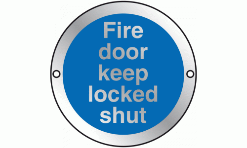 Fire door keep locked shut Silver Anodised Sign