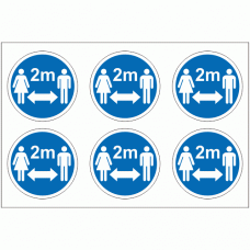 Social Distancing Sticker - Social Distancing 2m 6up on a sheet stickers