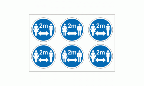 Social Distancing Sticker - Social Distancing 2m 6up on a sheet stickers