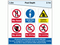 Swimming Pool Rules and Depths Sign