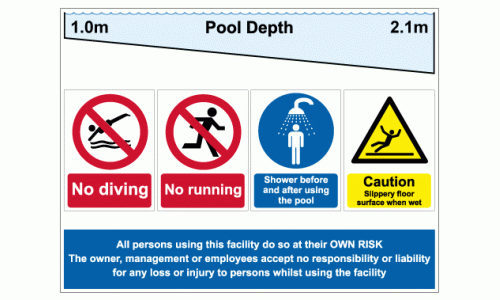 Swimming Pool Rules & Depths Sign