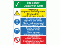 Site Safety-Diogelwch Safle Sign Wels...