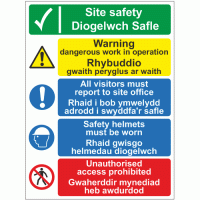 Site Safety-Diogelwch Safle Sign Welsh / English