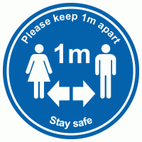 Social Distancing Signs - Stay Safe Please Keep 1m Apart Anti-Slip Floor Marker
