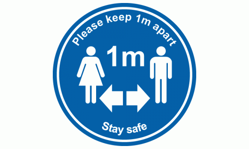 Social Distancing Signs - Stay Safe Please Keep 1m Apart Anti-Slip Floor Marker