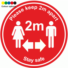 Social Distancing Signs - Stay Safe Please Keep 2m Apart Anti-Slip Floor Marker