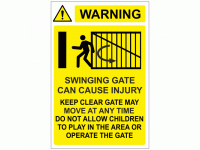 Warning Swinging gate can cause injur...