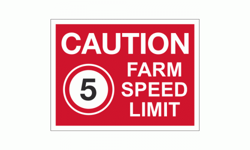 Caution Farm Speed Limit 5mph sign