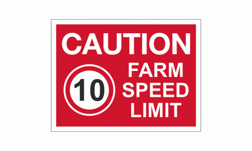 Caution Farm Speed Limit 10mph sign