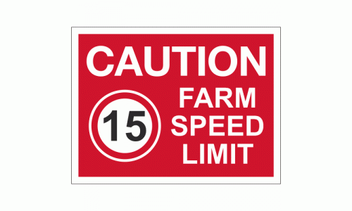 Caution Farm Speed Limit 15mph sign