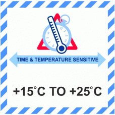 Temperature Sensitive +15C to +25C Labels - 250 labels per roll