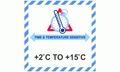 Time & Temperature Sensitive +2C to +15C Labels - 250 labels per roll