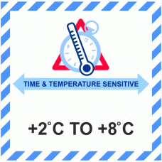 Time & Temperature Sensitive +2C to +8C Labels - 250 labels per roll