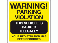 Warning parking violation this vehicl...