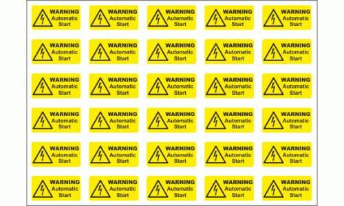 Warning Automatic start labels