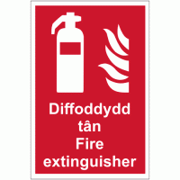 Diffoddydd tan arwydd Fire extinguisher sign