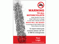 Warning to motorcyclists sign