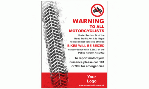 Warning to motorcyclists sign
