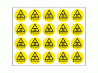 Biohazard symbol and text safety labels