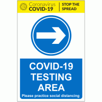 COVID-19 Testing Area Arrow Right Sign