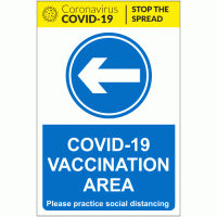 COVID-19 Vaccination Area Arrow Left Sign