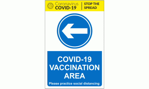 COVID-19 Vaccination Area Arrow Left Sign