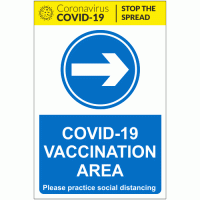 COVID-19 Vaccination Area Arrow Right Sign
