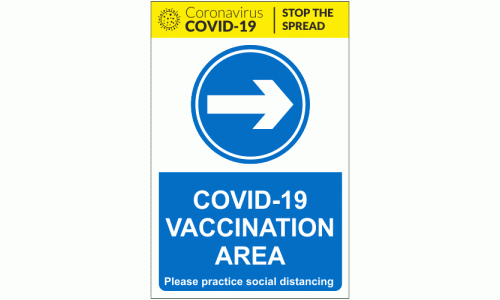 COVID-19 Vaccination Area Arrow Right Sign