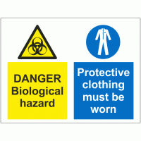 Danger Biological Hazard Protective Clothing Must be Worn Sign