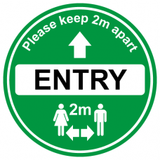 Green Entry Floor sign for soclal distancing in shops, cafe etc