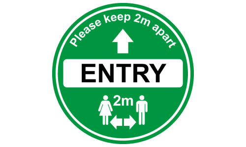 Green Entry Floor sign for soclal distancing in shops, cafe etc