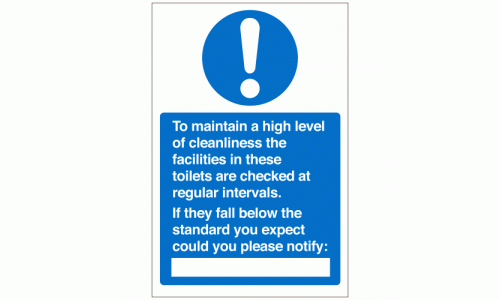 To maintain a high level of cleanliness the facilities in these toilets are checked at regular intervals sign