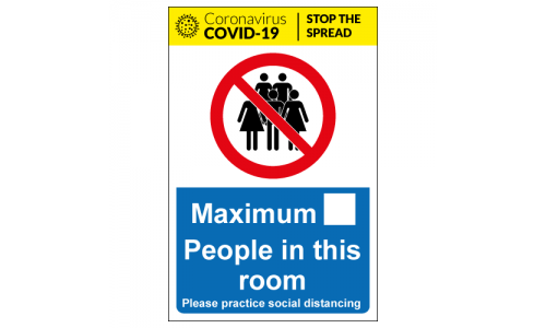 Maximum people in this room social distancing signs