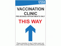 NHS Vaccination Clinic This Way Sign