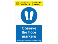 Observe the floor markers social dist...
