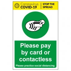 Please pay by card or contactless payment sign
