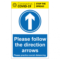 Please follow the direction arrows for social distancing sign