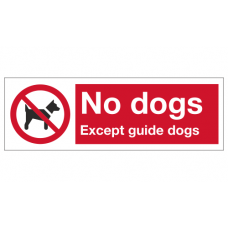 No dogs except guide dogs sign